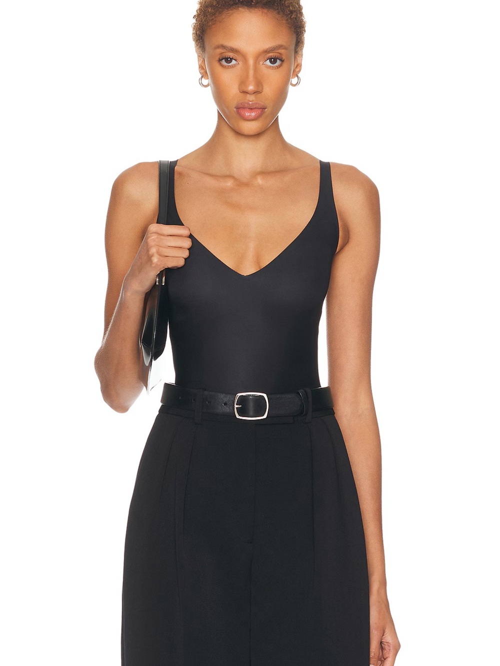SKIMS Black V-Neck Seamless Bodysuit